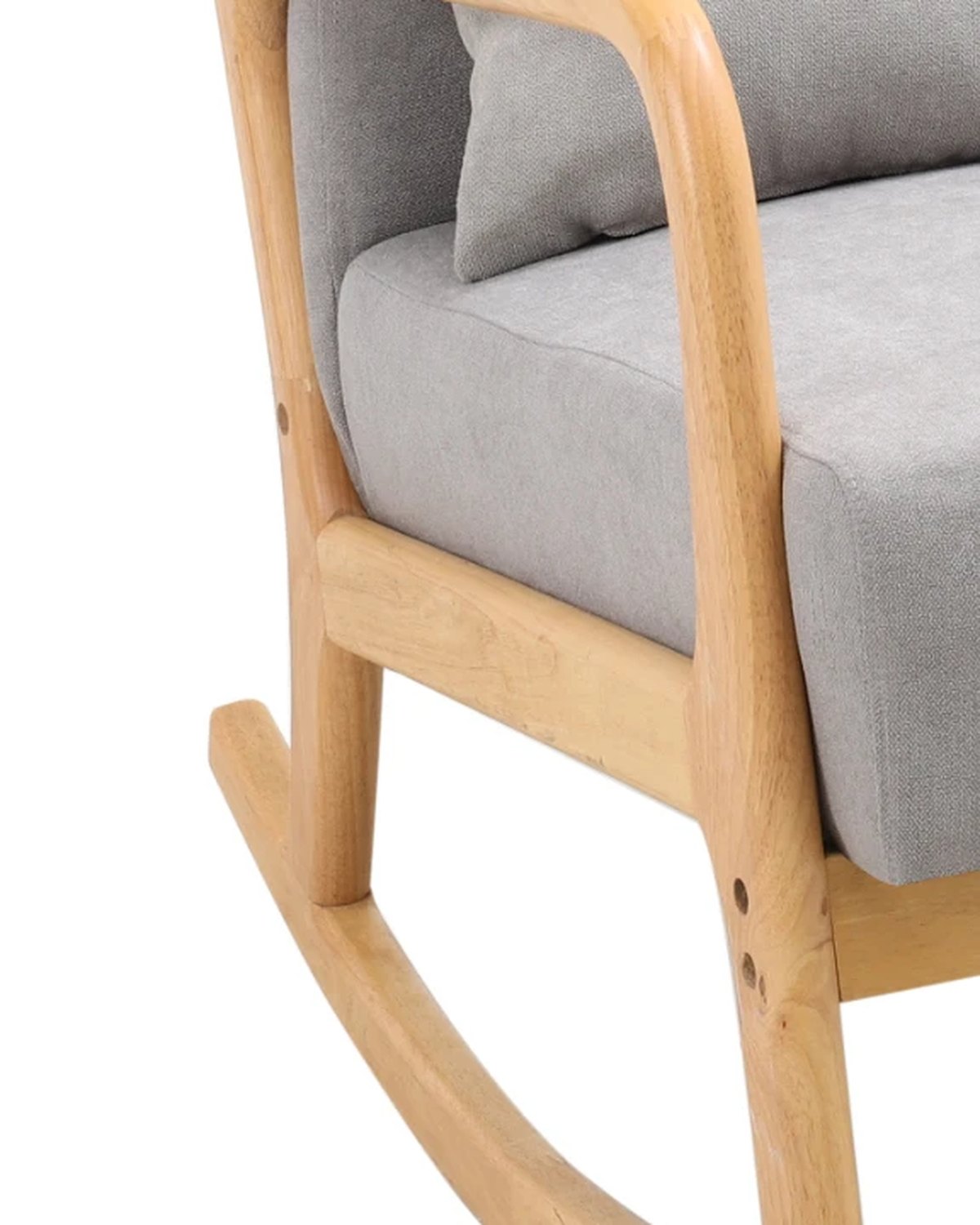 Close-up of the frame and legs of The Hardback Upholstered Rocking Chair