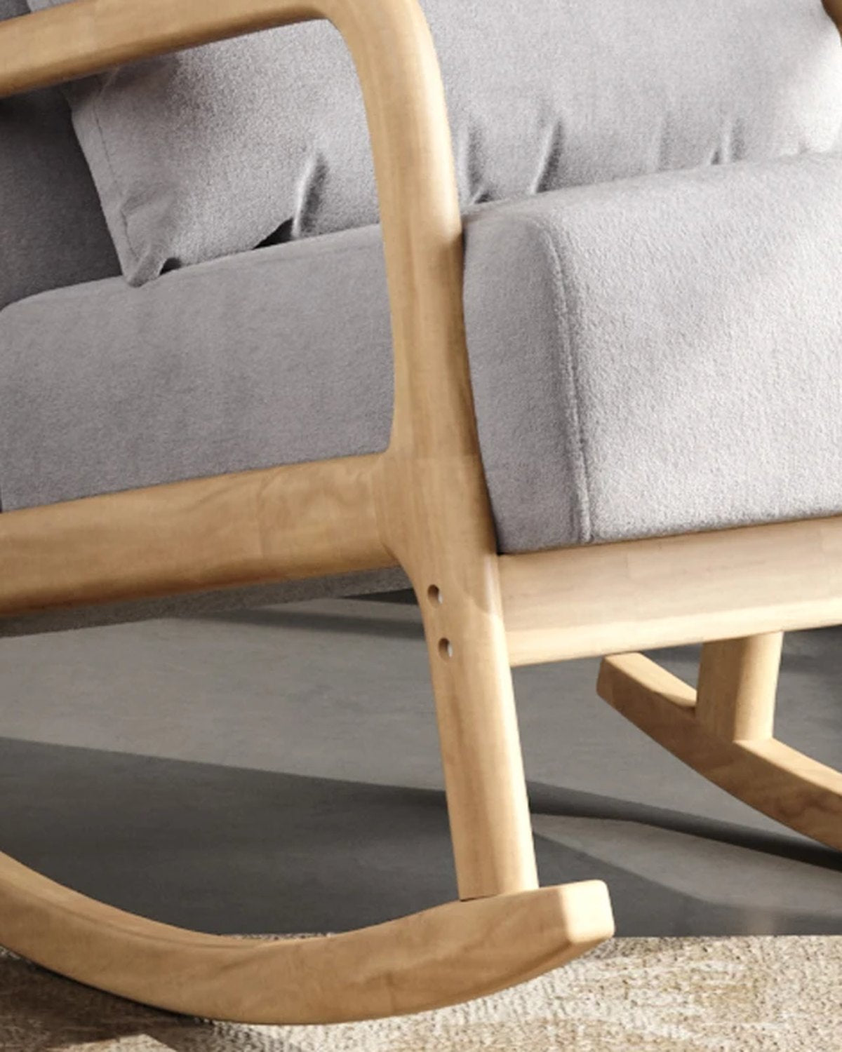 Close-up of the seat cushion of The Hardback Upholstered Rocking Chair