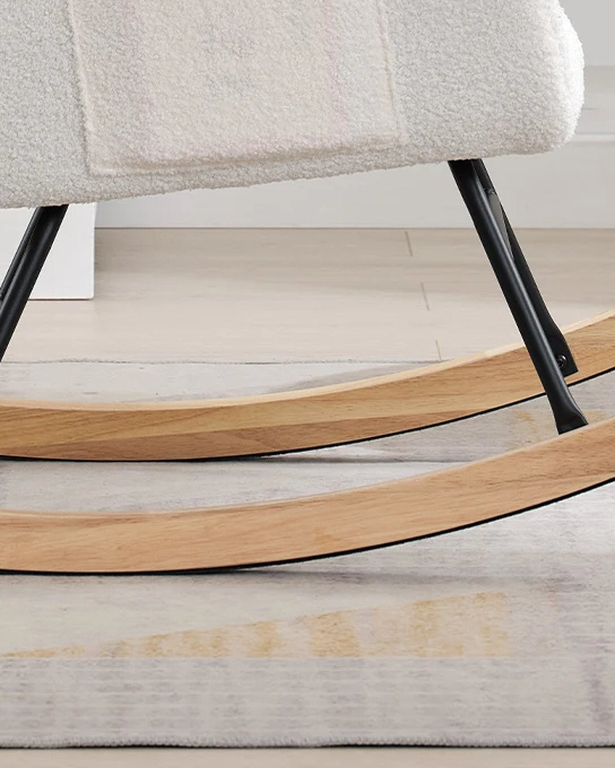 Close-up of the rockers of The Margin Nursing Rocking Chair