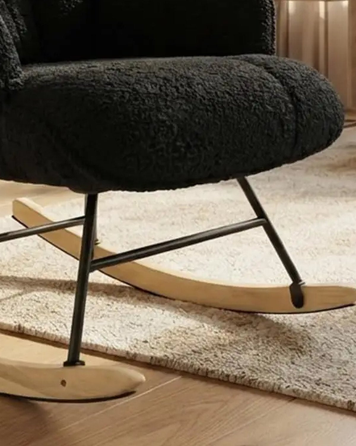 Close-up of the frame and legs of The Nook Nursing Rocking Chair